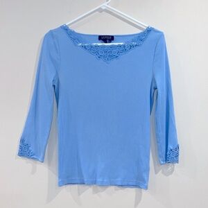 🔥Ralph Lauren Blue Lace Trim Women's Top🔥